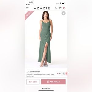 Azazie Deandra Bridesmaids dress without tailoring in Eucalyptus A8